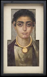 Mumienporträt: Kopf einer Frau, ägyptisch, 130-160 n. Chr.